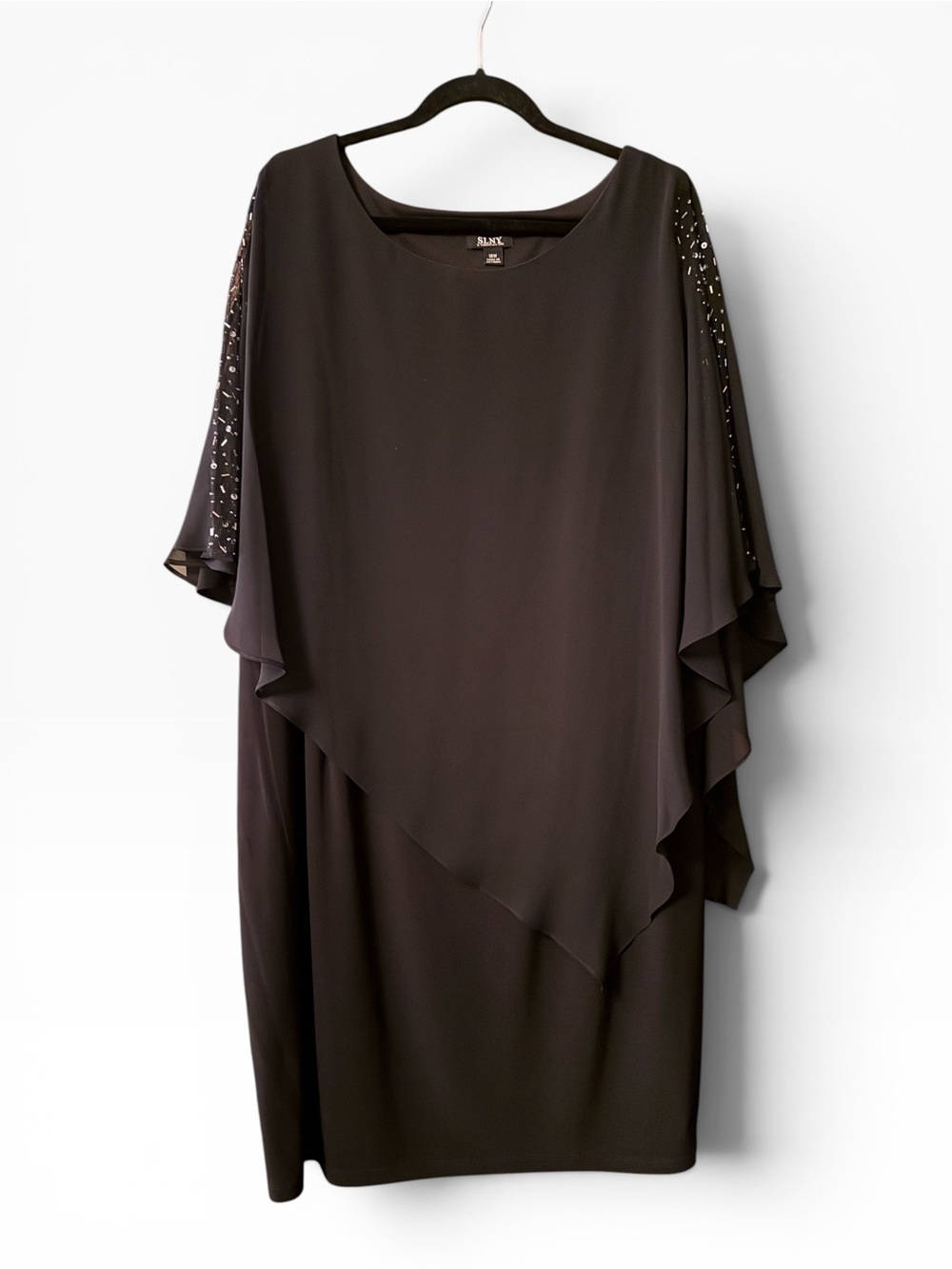 Asymmetrical Overlay Dress with Embellished Shoulders - Picture 2 of 6
